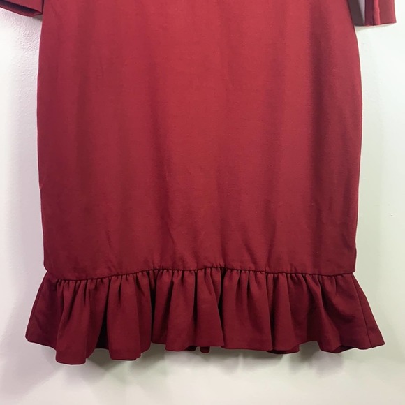 TALBOTS Wine Red Ruffle Hem Career Dress 6 Petite - Picture 3 of 9